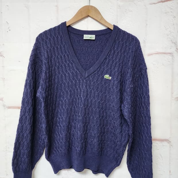 라코스테  브이넥 케이블 니트