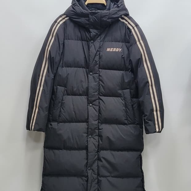 NERDY 널디 백로고 후드 다운 롱 패딩 / S
