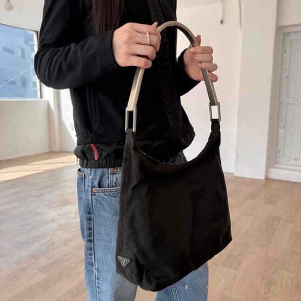 Prada 98SS Silver handle Tessuto 숄더백
