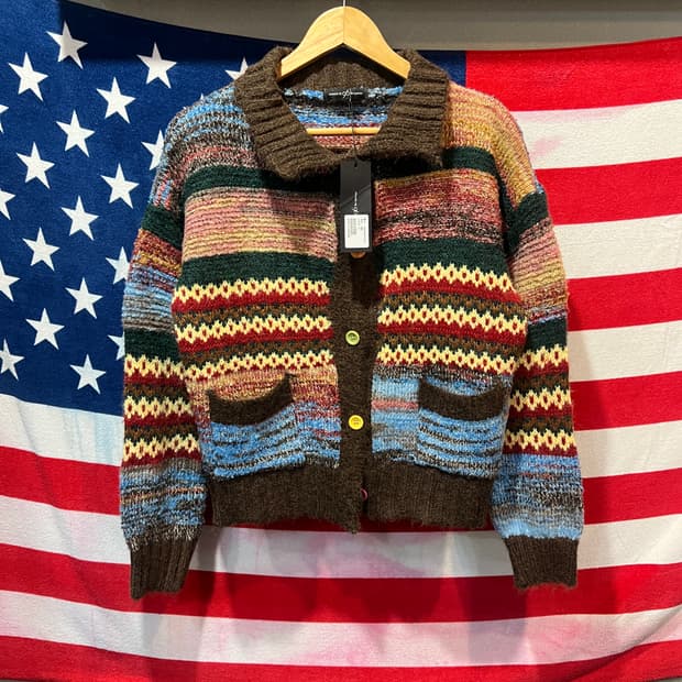 나인식스뉴욕 컬러풀 패턴 니트 가디건