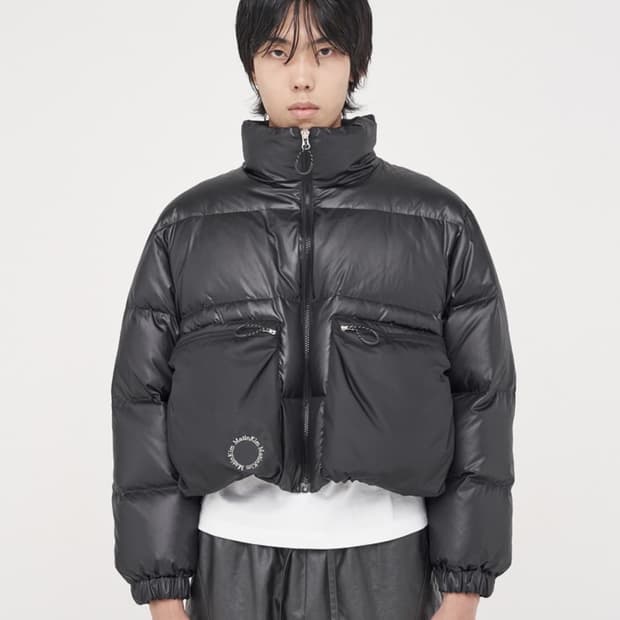 마뗑킴 빅포켓 크롭 패딩 블랙