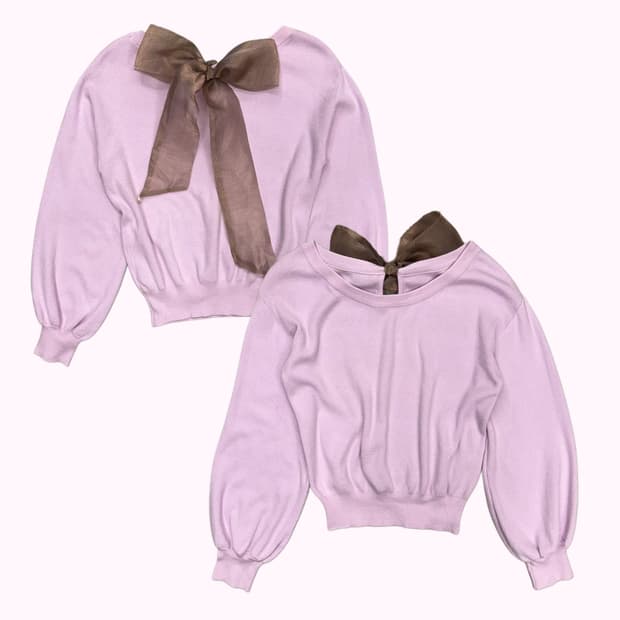 ribbon pink crop knit