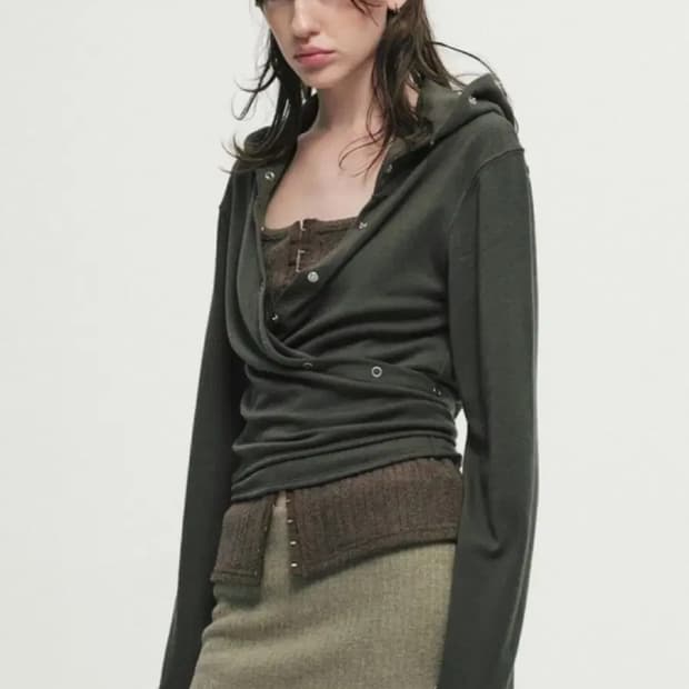 세릭 WRAP HOOD CARDIGAN / KHAKI