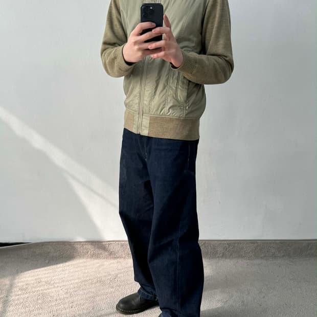 [L] 나이키 솔로 스우시 울 니트 패딩 슬리브 집업 자켓