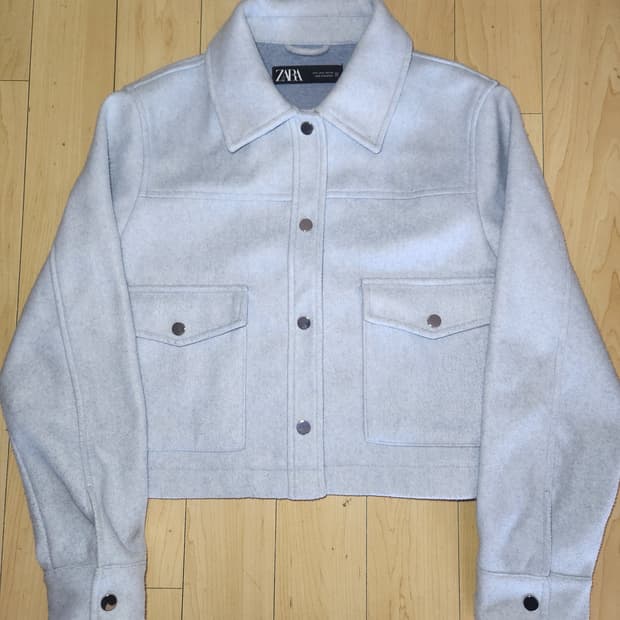 자라 크롭 자켓 라이트블루 L