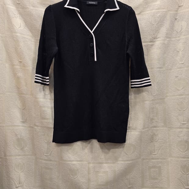 새상품) 발렌시아 니트 카라티 반팔티 S(55)