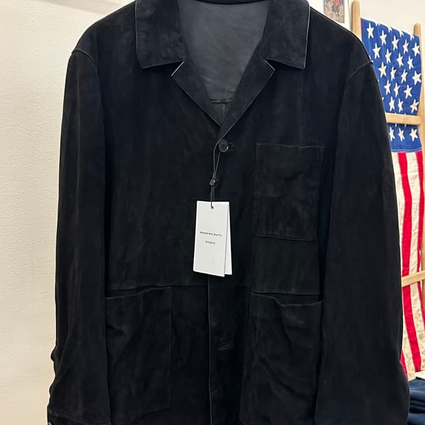 [새제품] 마시모두띠 스튜디오 고트스킨 스웨이드 가죽자켓 블랙 L