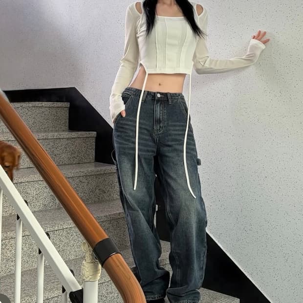 ulifezip 유라이프지 팬츠 와이드& 컷아웃 티 세트