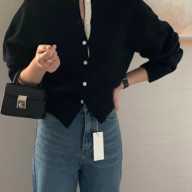 포스터 가디건 블랙