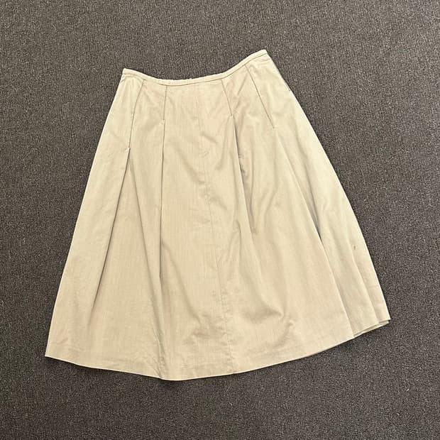 40)Japanese vintage 베이지 핀턱 치노 미디 스커트