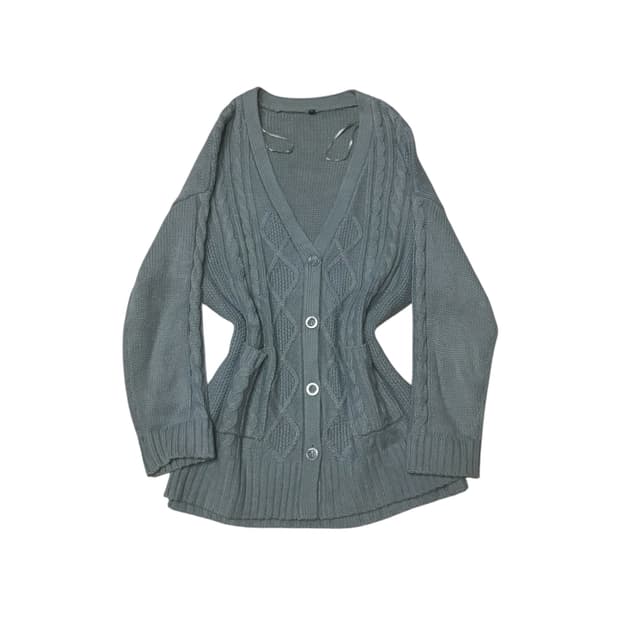 일본빈티지 꽈배기 니트 가디건 