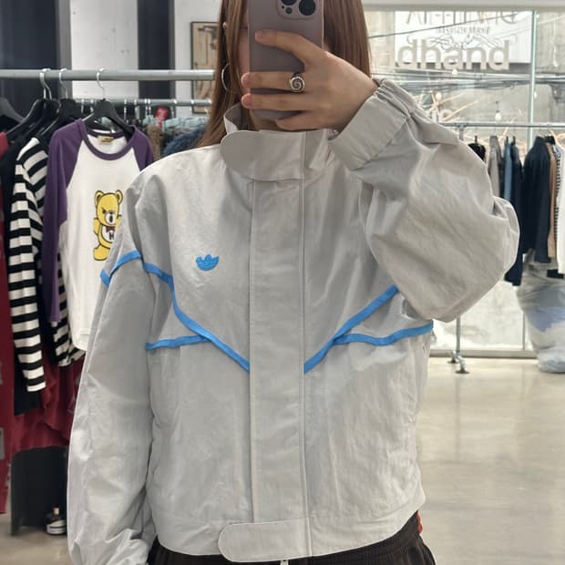 아디다스 블루버전 트랙탑 윈드브레이커 펄그레이