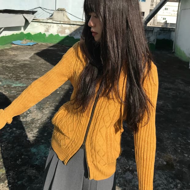 Michel Klein 머스타드 집업니트