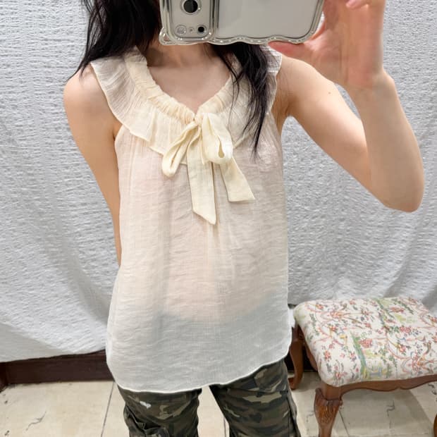 Ivory summer sleeveless blouse