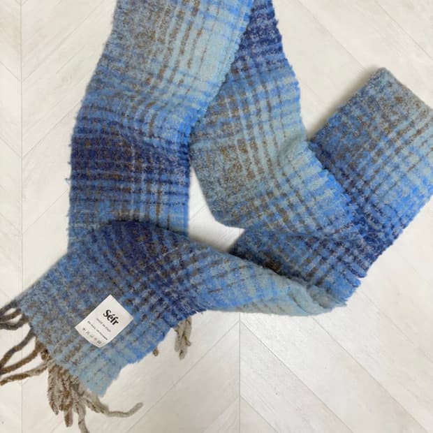 세퍼 sefr 블루 체크 울 머플러 스카프