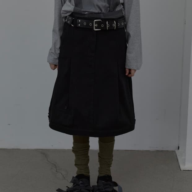 LCDC cotton tailored midi skirt (black)