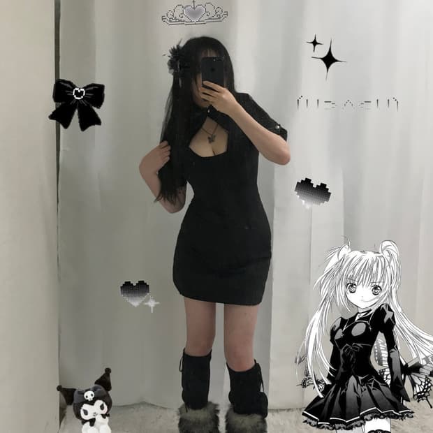 Punk goth look style set