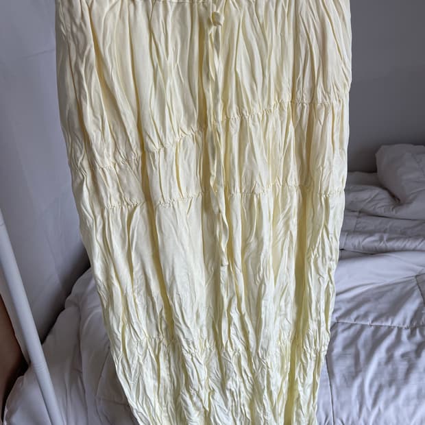 다이애그널 주름 레몬 스커트 (string crinkle skirt)