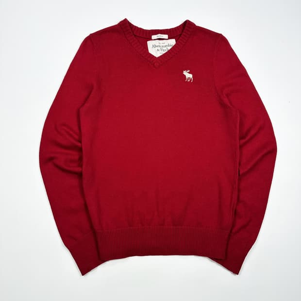 아베크롬비 og y2k 여성 브이넥 니트 레드 여성S