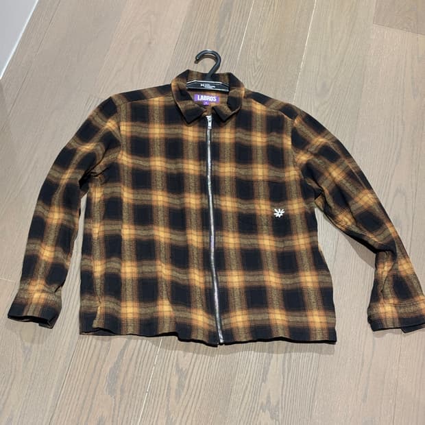 라브로스 집업 체크 셔츠