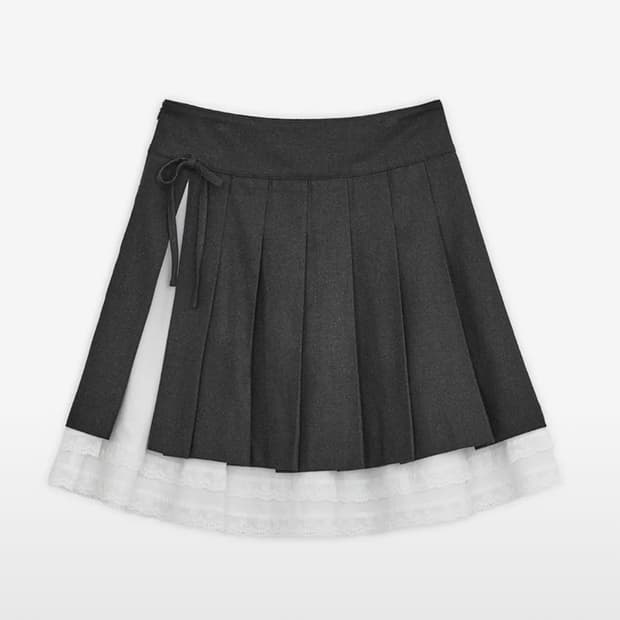 허그유어스킨 슬릿 플리츠 미디 스커트 교환