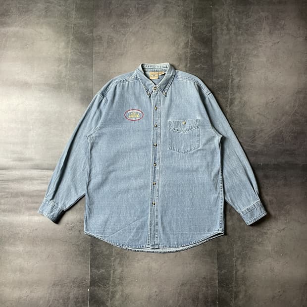 WANTED 빈티지 연청 코튼 데님 셔츠 A00645