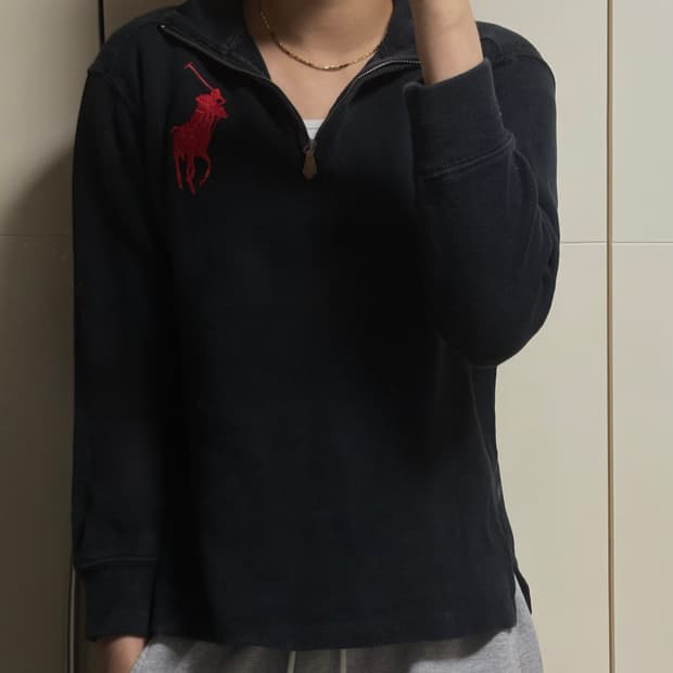 폴로 랄프로렌 빅포니 반집업 블랙 롱슬리브