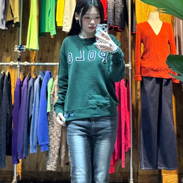 S 폴로랄프로렌 POLO 패치 딥그린 맨투맨