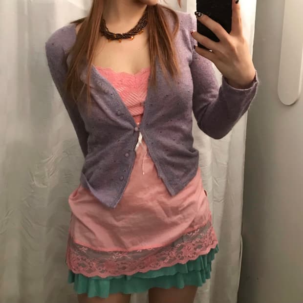 Vintage 갸루 페어리 핑크 슬리브리스