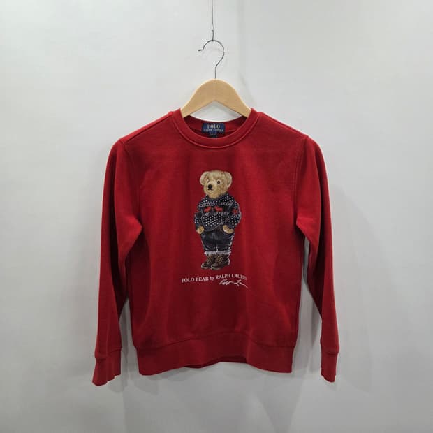 폴로랄프로렌 키즈 폴로베어 프린팅 기모 맨투맨 M/10/12