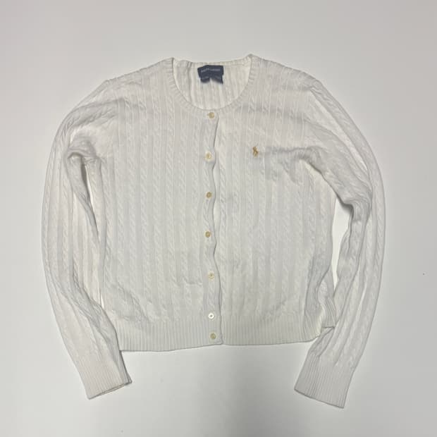 여성 폴로 랄프로렌 키즈 골드 포니 케이블 니트 가디건