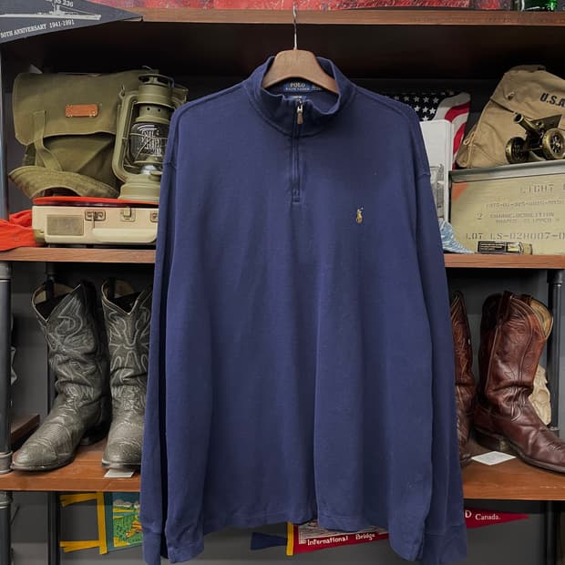 폴로 랄프로렌 신형 라벨 하프 집업 모크넥 니트 스웨터