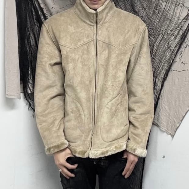 베이지 퍼 무스탕 