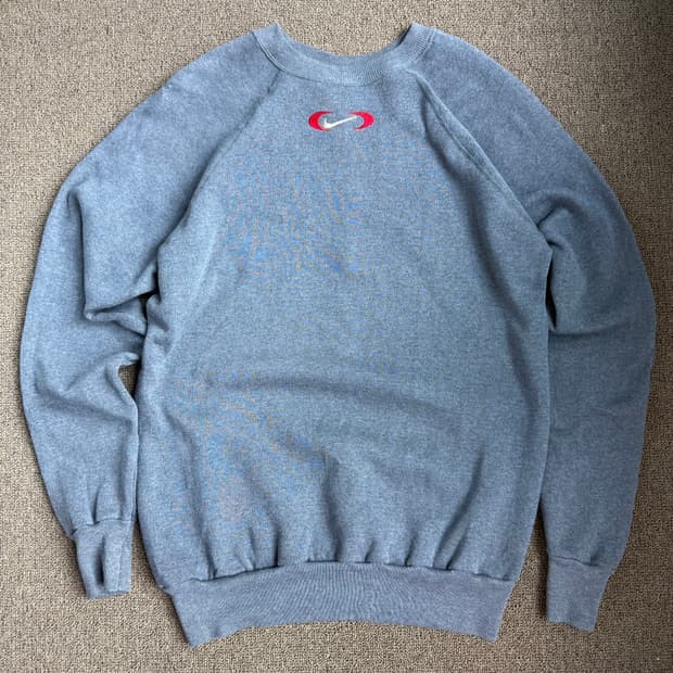 90s Nike 더블 레드 스우시 나이키 스웻셔츠 Made in usa