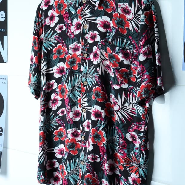 (XL) 브랜드빈티지 반팔셔츠 남방 USA 하와이안 꽃무늬-H33087
