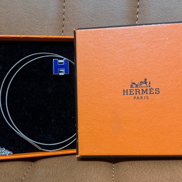 정품 에르메스 블루 케이지 목걸이