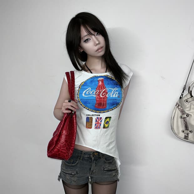 Coca Cola Asymmetric Graphic Top