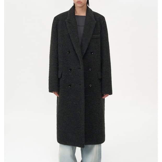 25FW 인사일런스 부클 알파카 헤어 더블 코트 BLACK