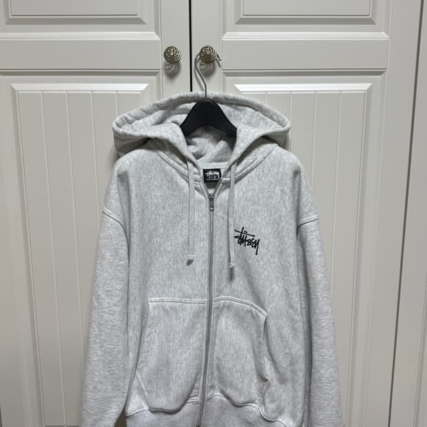 스투시 베이직 스투시 후드 집업 애쉬 헤더 2023