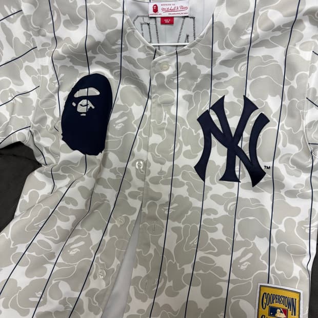 베이프x mitchell& ness 야구 셔츠
