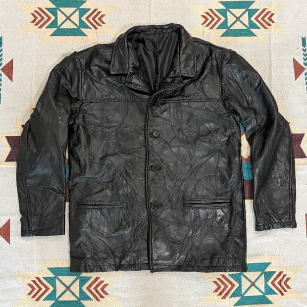 90s 제팬 양가죽 올드 레더 패치워크 카코트