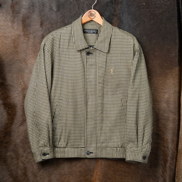 [103] 90s 입생로랑 뿌르옴므 울 실크 하운드투스 블루종 