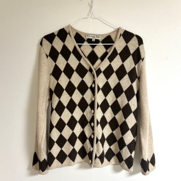 디올 스포츠 아가일 앙고라 가디건