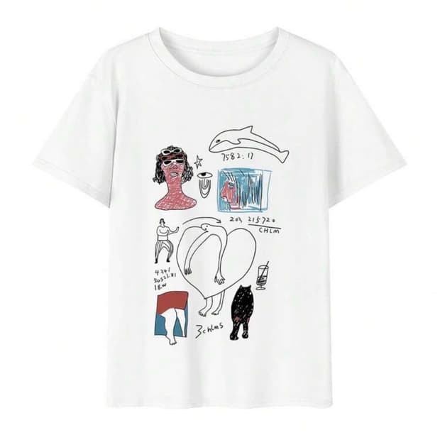 Y2k 스위트 & 쿨 그래피티 그래픽 반팔 xs