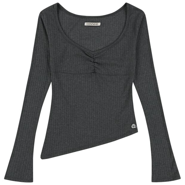 COYSEIO UNBALANCE SHIRRING TOP GREY 