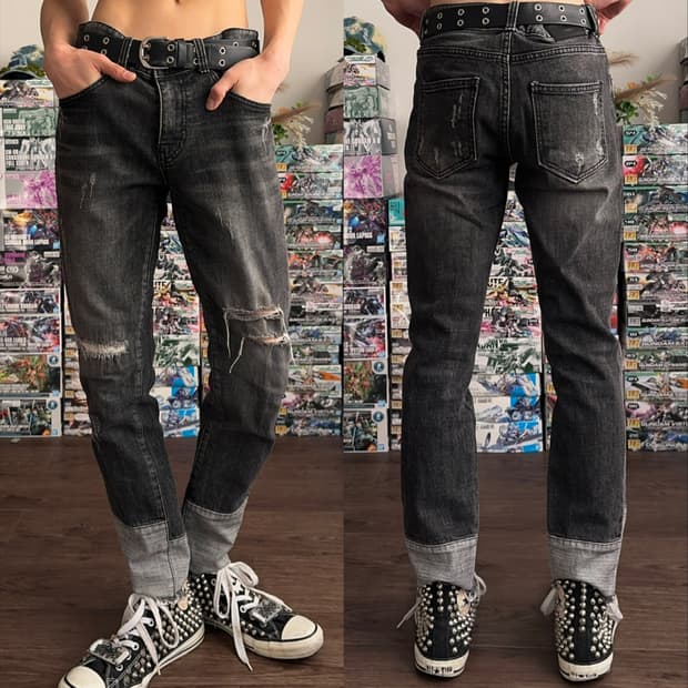 Nine Hertz 디스트레스 & 리프드 진