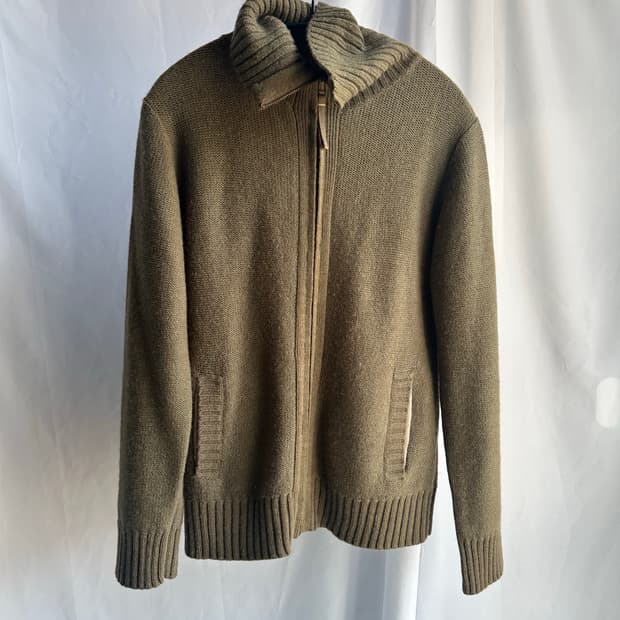 하이넥 니트 집업