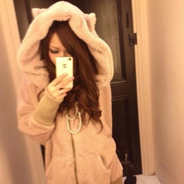 datura 갸루 네코미미 후리스 베이지 집업 핀터깔 일브 