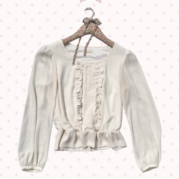 레스트로즈 러플 긴팔 블라우스