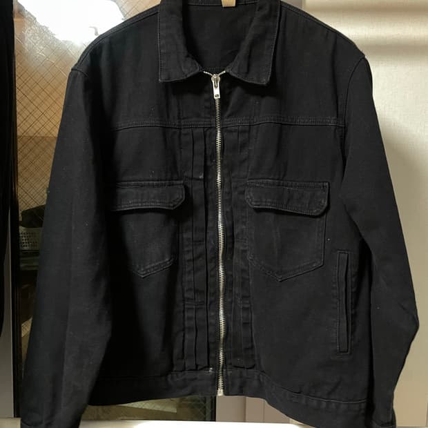 블랙 데님 지퍼 자켓 